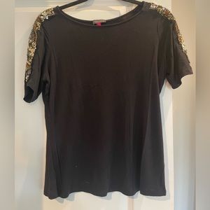 Vince Camuto black T-shirt with sequin detail. Size small